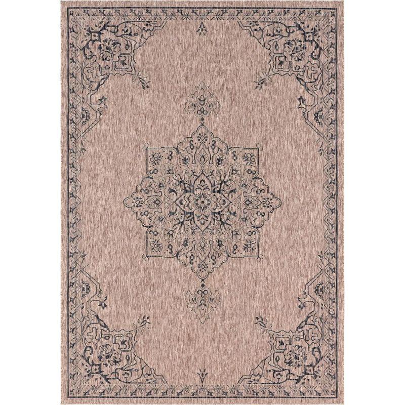 Beige Rectangular Stain-Resistant Outdoor Rug, 7' x 10'