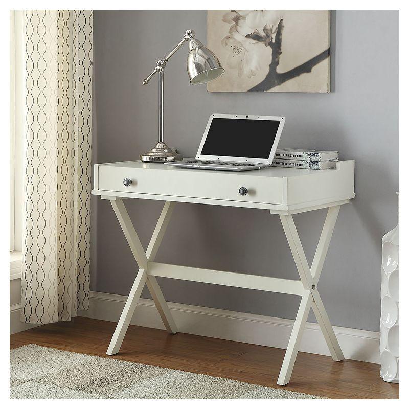 Carolina Living Linnea Flip Top Desk Antique White – : Cork Board, Laptop Storage, Scandinavian Style