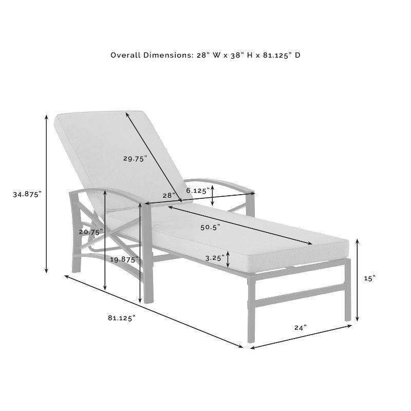 Mist and White Steel Outdoor Chaise Lounge with Cushions