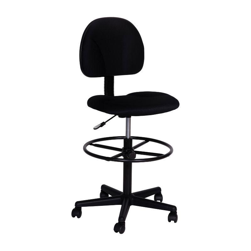 Black Adjustable Fabric Drafting Chair with Swivel