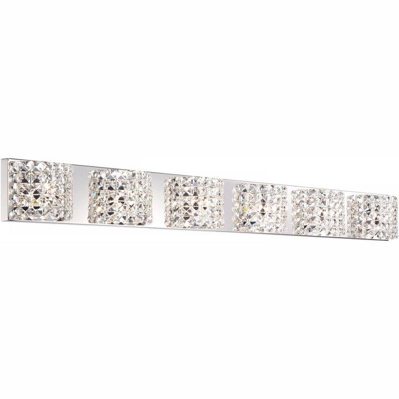 Vienna Full Spectrum Cesenna Modern Wall Light Chrome Hardwire 55" 6-Light Fixture Clear Crystal for Bedroom Bathroom Vanity Reading Living Room House