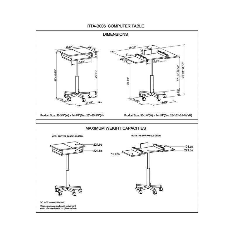 Folding Table Laptop Cart Graphite - Techni Mobili