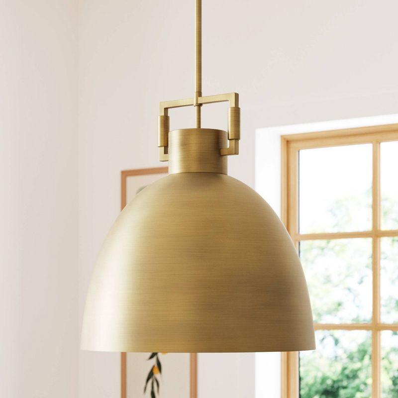 Nathan James (Set of 2) Leigh Brass Dome Shade Pendant Ceiling Lights Brass Metal