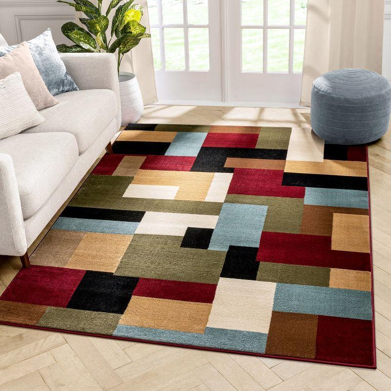 Imperial Mosaic Geometric Modern Casual Abstract Contemporary Block Boxes Soft Red Area Rug