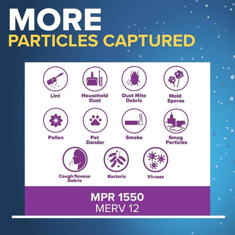 Filtrete 20" x 25" x 4" Slim Fit Allergen Bacteria and Virus Deep Pleat Air Filter 1550 MPR: MERV 12, Electrostatic, Furnace Filter