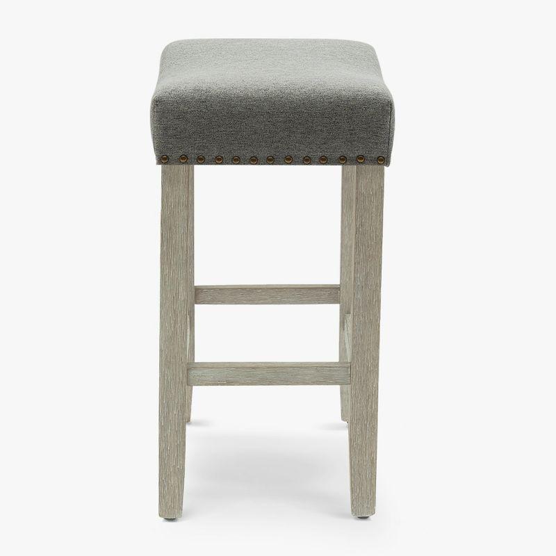 WestinTrends 24" Upholstered Saddle Seat Counter Stool, Antique Gray/Gray