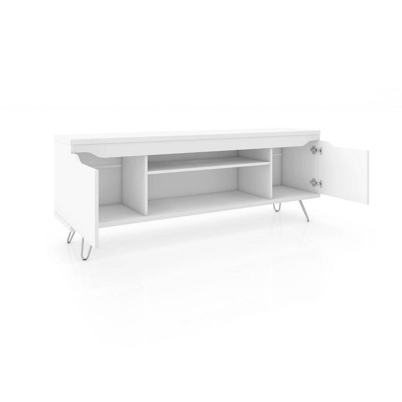 Baxter TV Stand for TVs up to 60" White - Manhattan Comfort: Mid-Century Modern Media Console with Cable Management