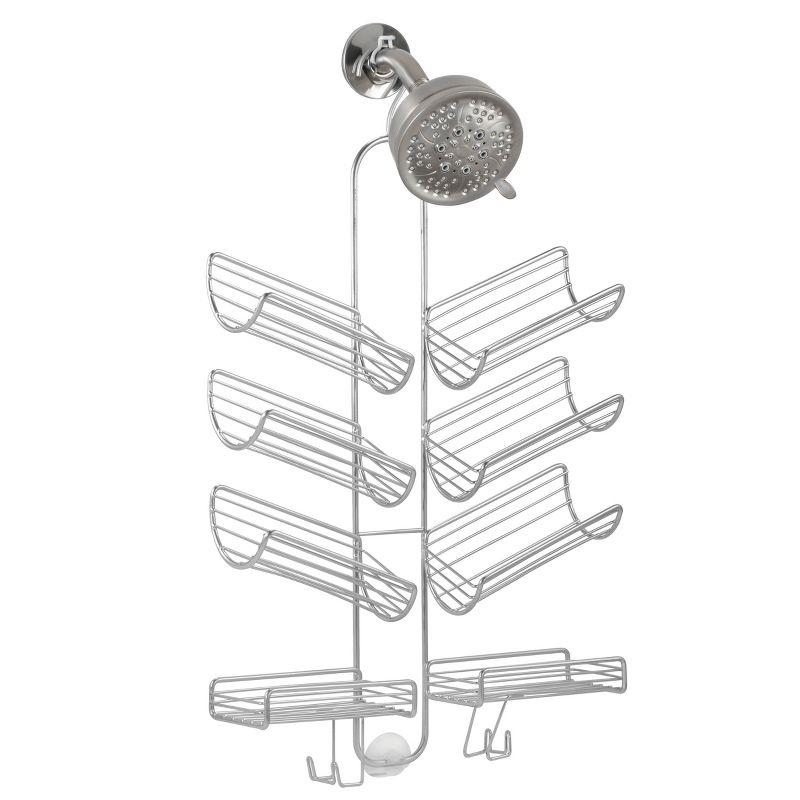 Silver Steel Hanging Shower Caddy with Suction Mount