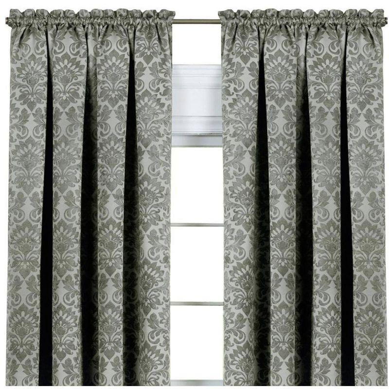 Kate Aurora Royal Living 2 Piece Rod Pocket Damask Design 95% Blackout Curtain Panels - 84 in. Long - Sage