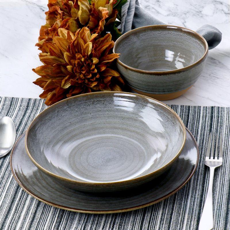 Gray Ceramic 12-Piece Dinnerware Set for 4