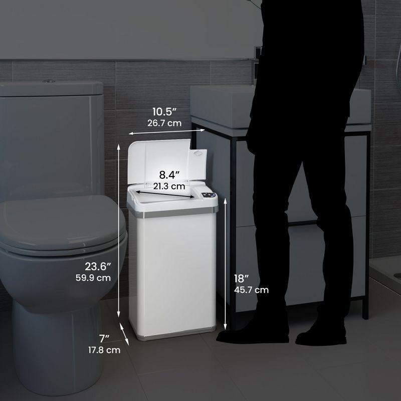 iTouchless Sensor Bathroom Trash Can with AbsorbX Odor Filter and Fragrance 4 Gallon White Stainless Steel