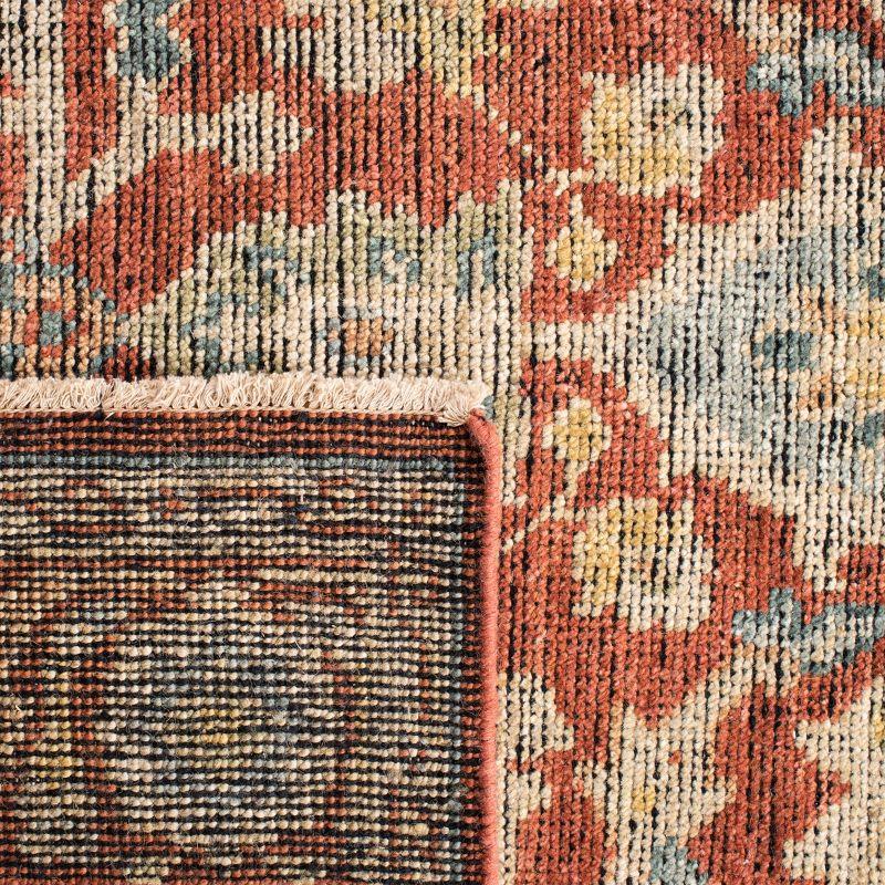 Hand-Knotted Wool 6' x 9' Rust and Beige Area Rug