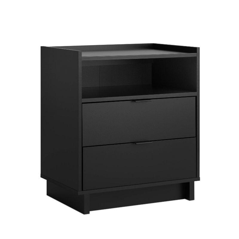 Prepac 23.75" Wide Simply Modern 2 Drawer Nightstand Black