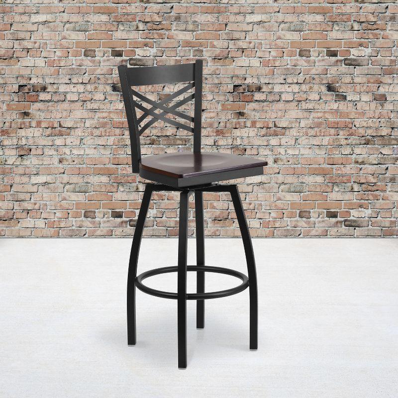 Cammie 'X'' Back Swivel Metal Barstool