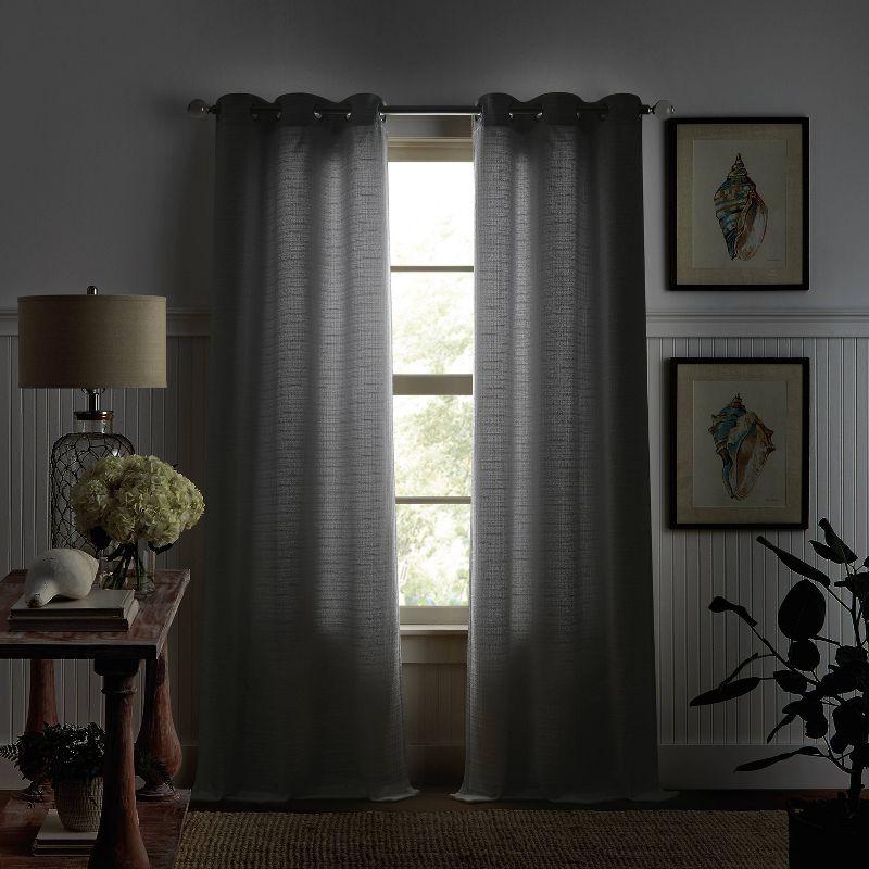 84"x37"Martha Stewart 2pk Sutter 84" Dark Lined Curtain Panel Sand