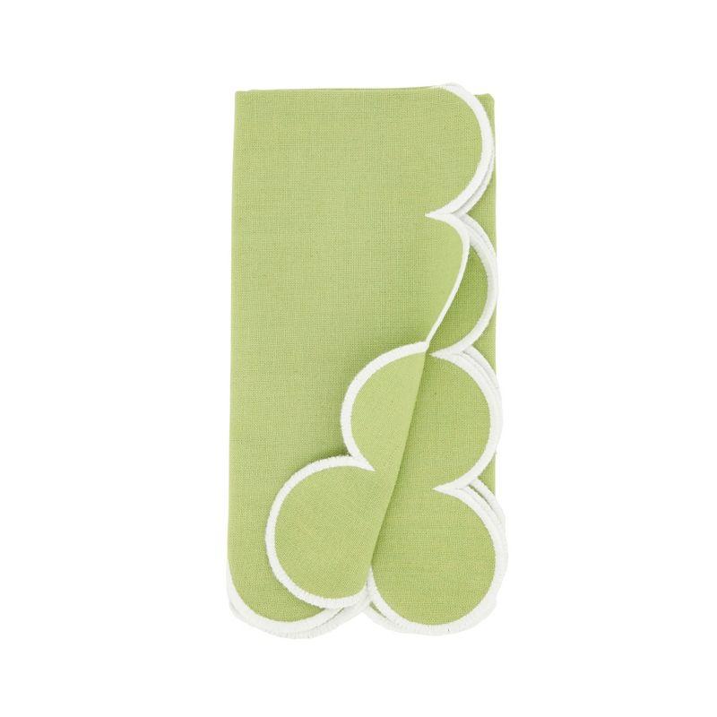 Saro Lifestyle Scalloped Hem Napkin (Set of 4), Green, 20"x20"
