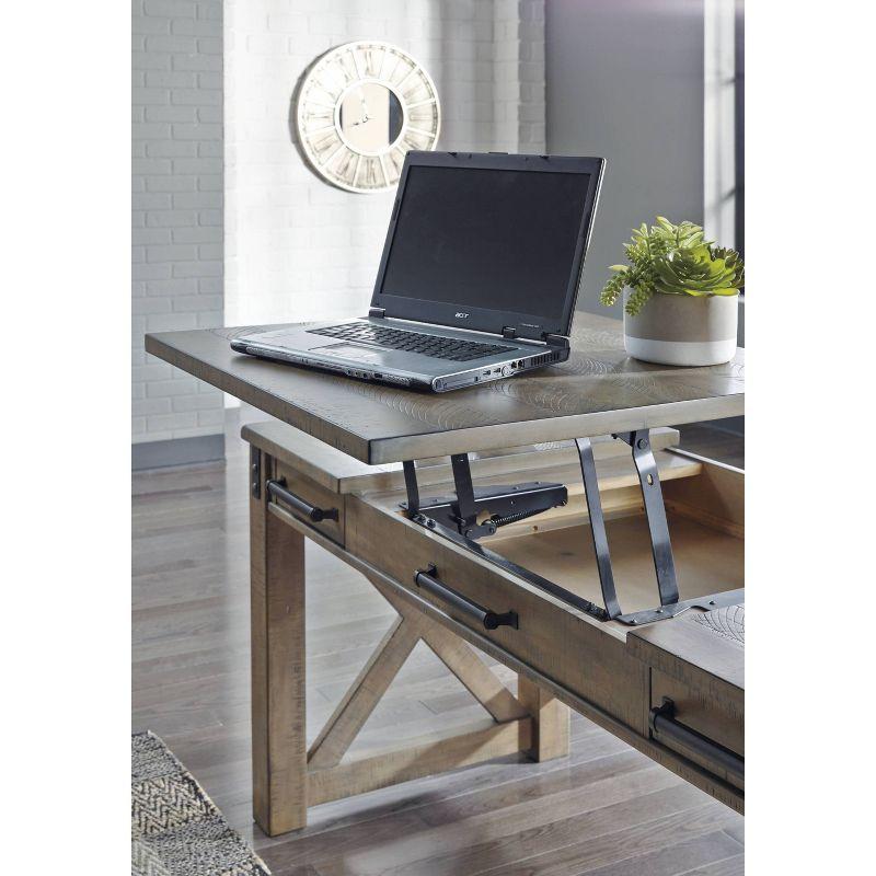 Rustic Farmhouse Gray Pine Corner Desk with Power Outlets and USB Ports