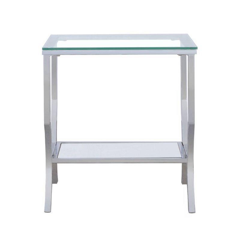 Saide End Table with Glass Top and Mirror Shelf Chrome - Coaster