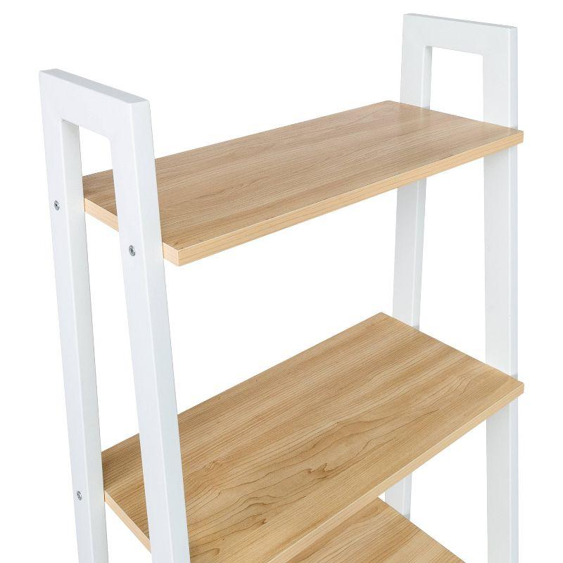 Honey-Can-Do 5 Tier Shelf: White Ladder Bookshelf, Steel Frame, 67.7" Height, 50 lb Capacity, Veneer Finish