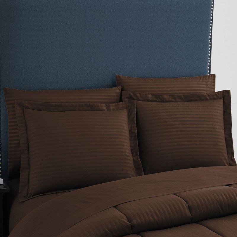 Sweet Home Collection Dobby Stripe Embossed Bed In a Bag Comforter Set