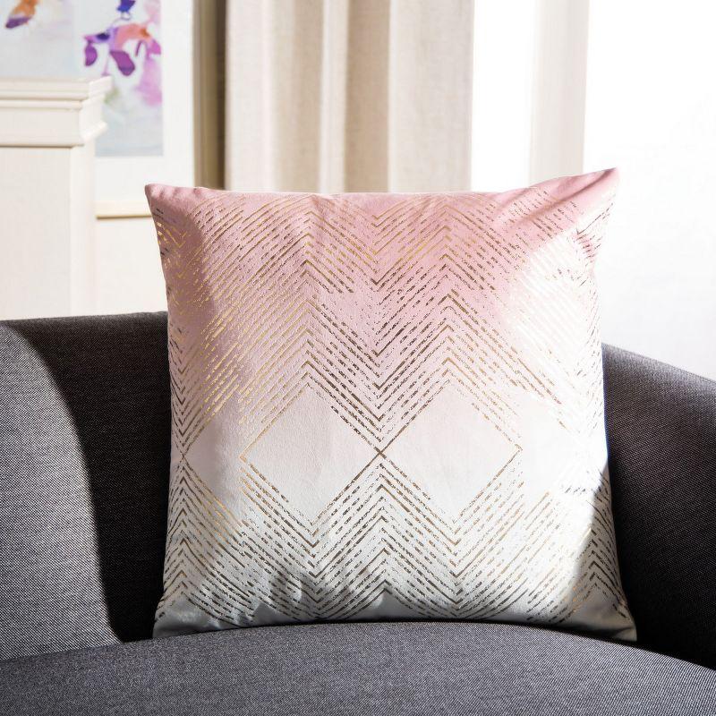 Art Deco Inspired Blush and Gold Square Pillow, 19"x19"