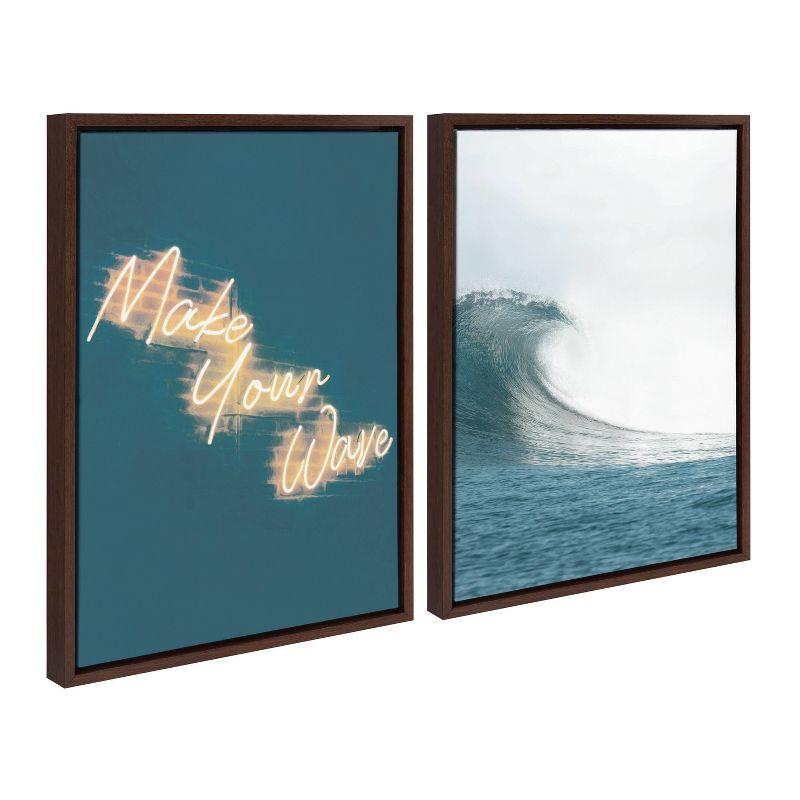 18" x 24" 2 Piece Sylvie Make Your Wave Framed Canvas Set by the Creative Bunch Studio Brown - Kate & Laurel All Things Decor