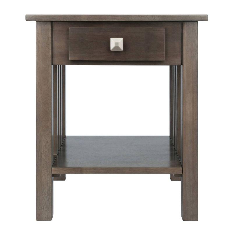 Transitional Stafford Oyster Gray Wood End Table with Storage