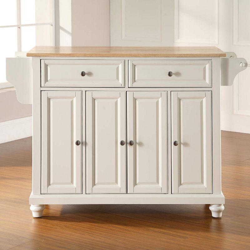 Cambridge Natural Wood Top Kitchen Island White - Crosley: Adjustable Shelves, Towel Bar, Storage Cabinets