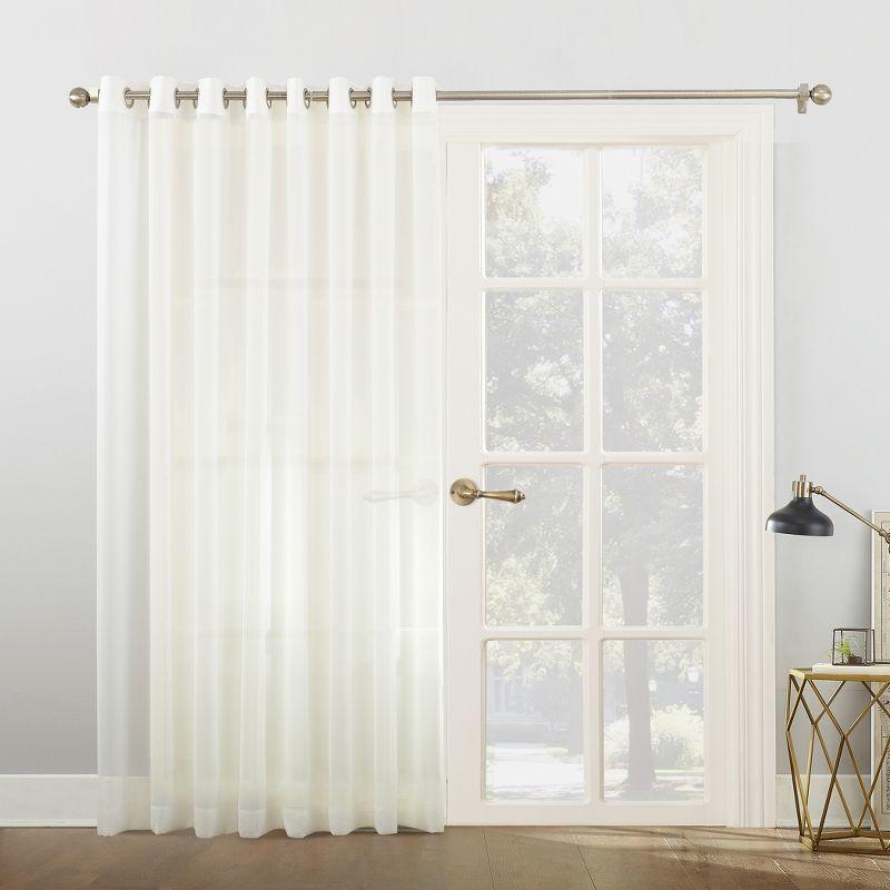 Ivory Sheer Extra-Wide Voile Sliding Door Curtain Panel