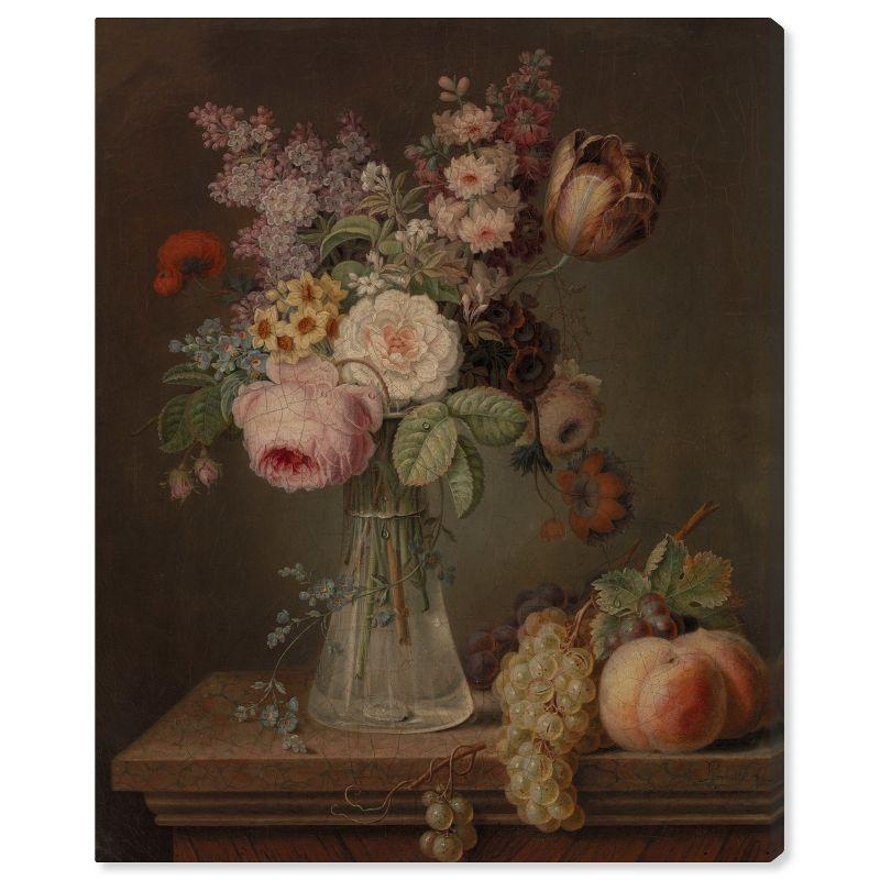 Art Remedy Flower Piece in Glass Vase Vintage Classic Roses Wall Art, 20" x 24", Gallery Wrapped