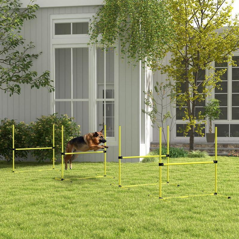 PawHut Dog Agility Starter Kit with Adjustable Height Jump Bars, Included Carry Bag, & Displacing Top Bar