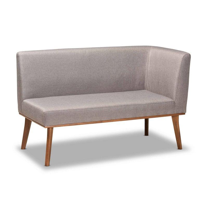 Baxton Studio 4pc Odessa Mid-Century Modern Fabric Upholstered Wood Dining Nook Set Walnut/Brown: Rectangle Table, Bench, 2 Chairs