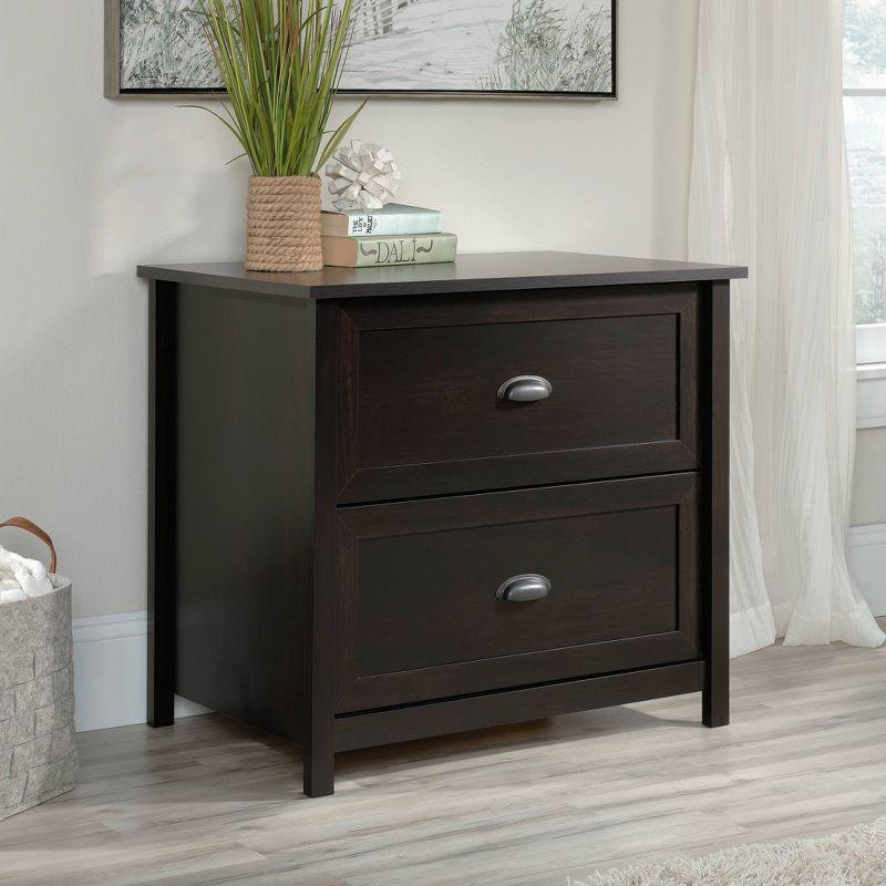 2 Drawer County Line Lateral File Cabinet Estate Black - Sauder: Modern Style, MDF, Paper Laminate Surface