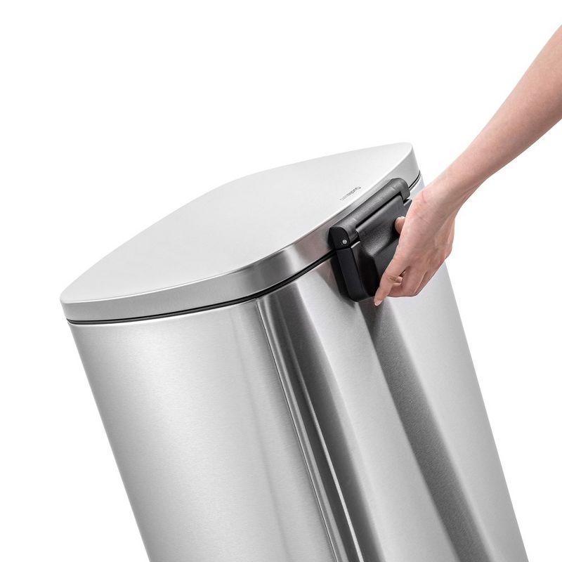 QUALIAZERO 13 GAL/50L, RECTANGLE SHAPE, STAINLESS STEEL STEP-ON CAN, WITH SOFT CLOSE LID, BRUSH FINISH