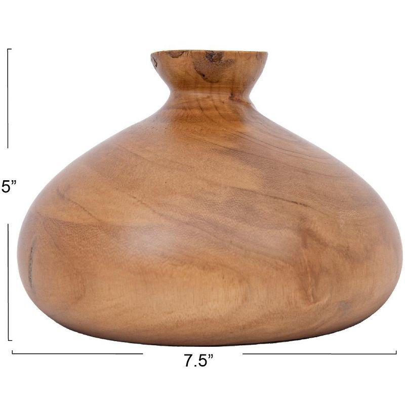 Storied Home Decorative Paulownia Wood Vase, Walnut Finish