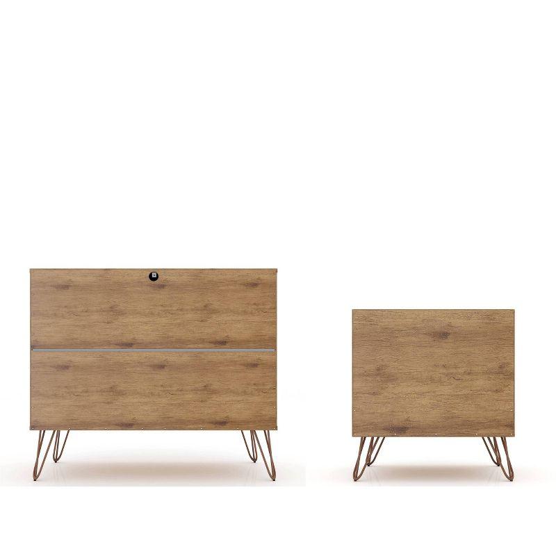 Rockefeller Dresser and Nightstand Set Pink - Manhattan Comfort: MDF Composite, 5-Drawer Storage