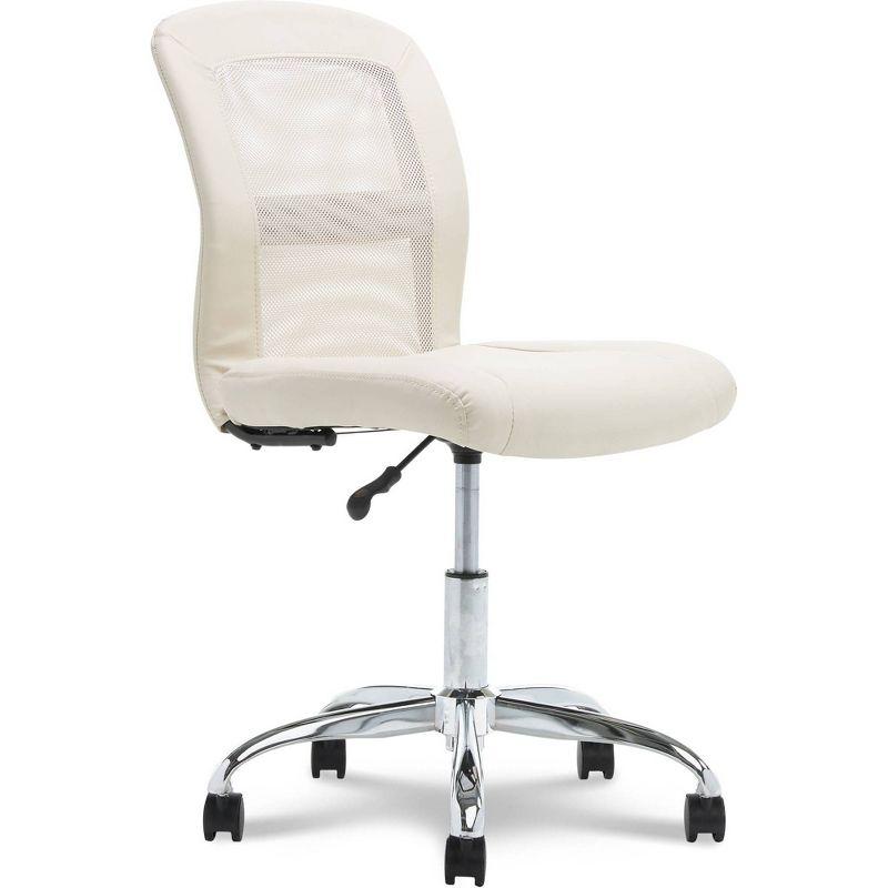 Cream Faux Leather and Mesh Swivel Ergonomic Task Chair