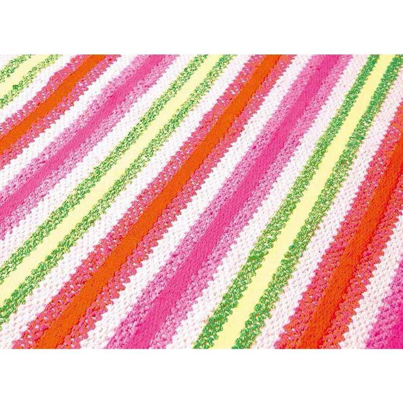 Triana Hot Pink and Green Striped Wool Area Rug 5'x8'