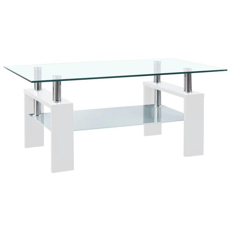 Orren Ellis Paizleigh vidaXL Coffee Table, Tempered Glass Top, Center Table, 37.4''x21.7''x15.7''
