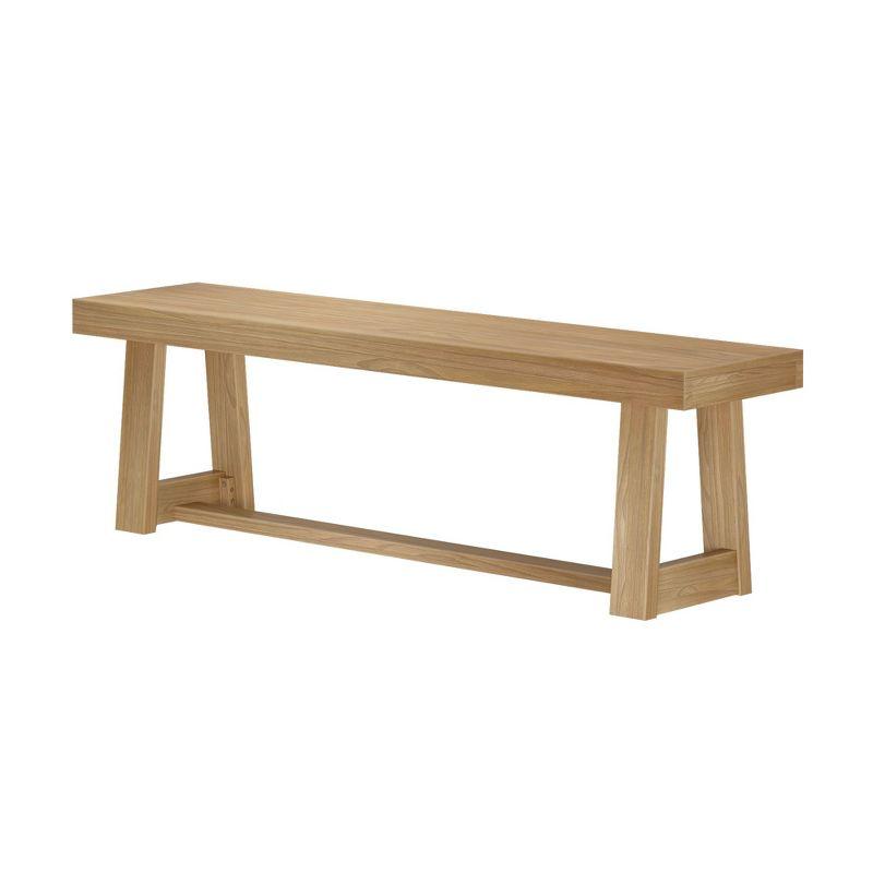 Plank+Beam Farmhouse Dining Bench, Solid Wood Bench for Dining Table/Kitchen, 60", Walnut Wirebrush