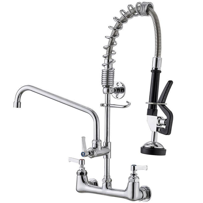 Polished Chrome High-Arc Commercial Kitchen Faucet with Pull-out Spray