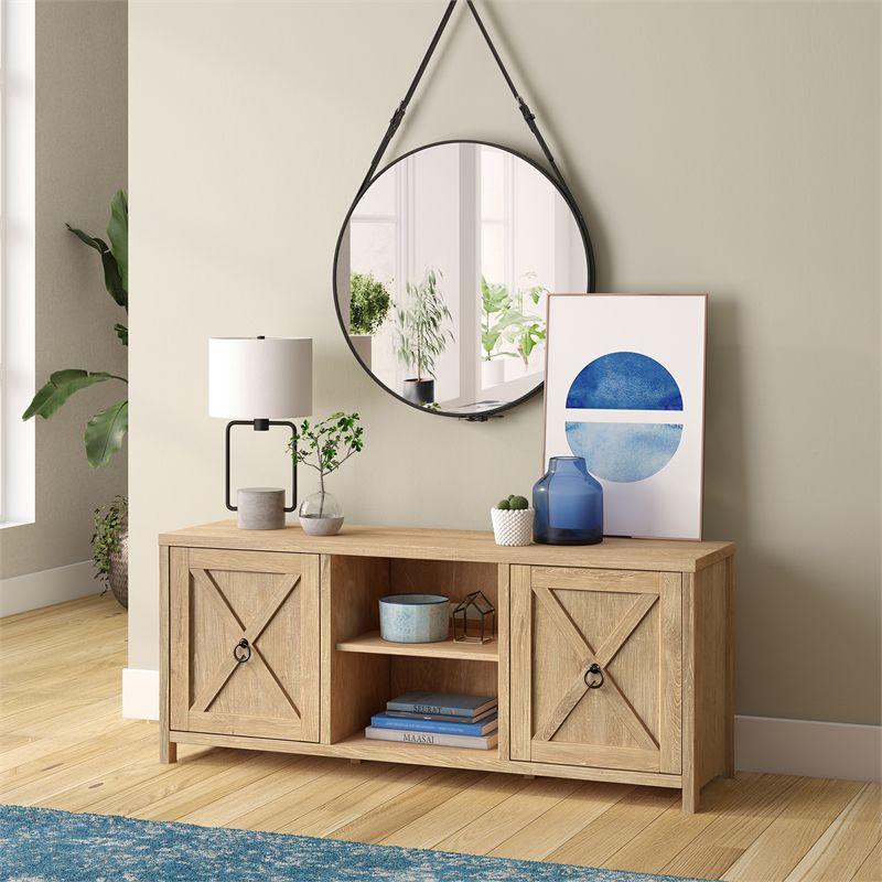 Modern Farmhouse 58" White Oak TV Stand with Hidden Storage