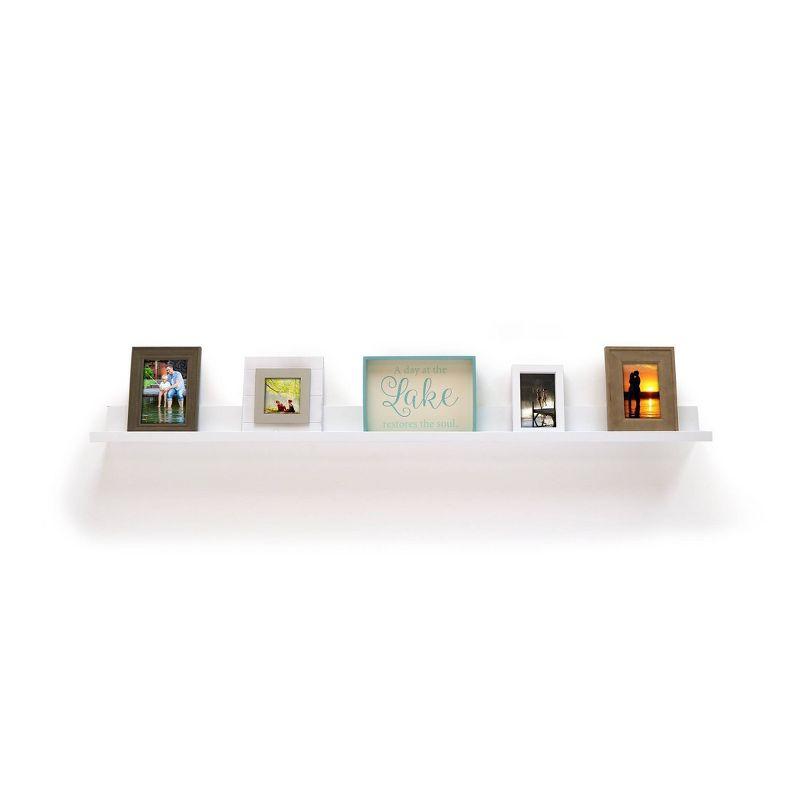 60" x 5" Picture Ledge Wall Shelf White - InPlace: Modern Floating Photo Display, MDF Composite, Includes Mounting Hardware