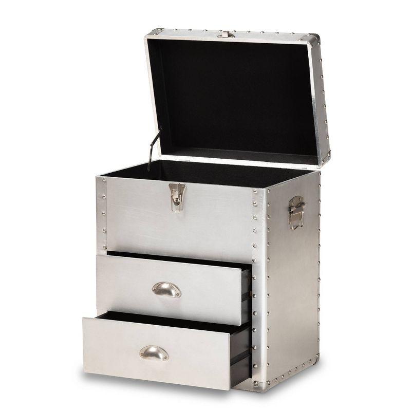 Serge Metal 2 Drawer Accent Storage Chest Silver - Baxton Studio