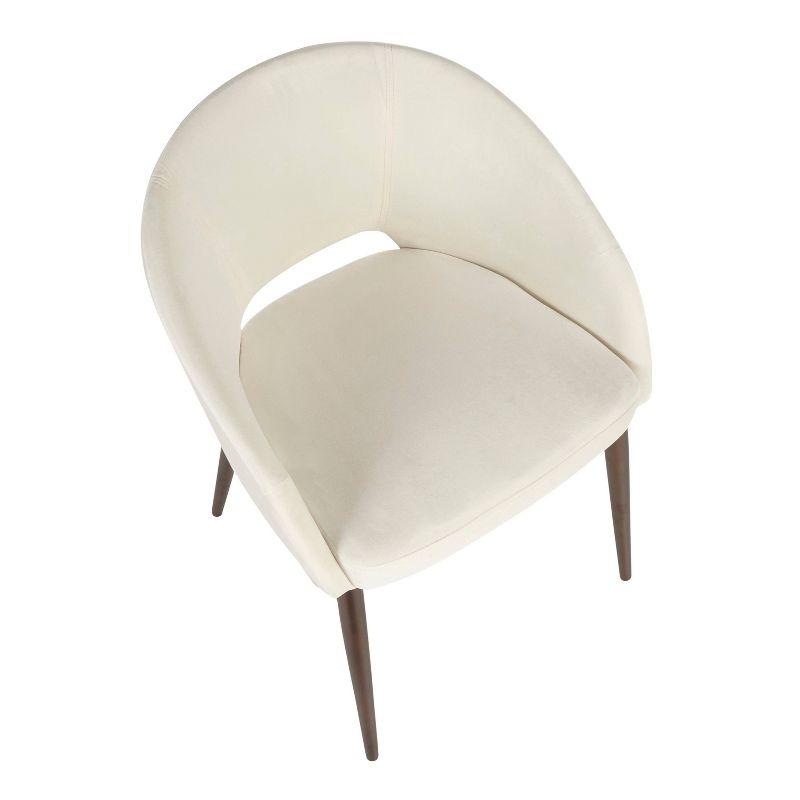 Renee Contemporary Chair Cream - LumiSource: Upholstered Velvet, Metal Legs, Cut-Out Design