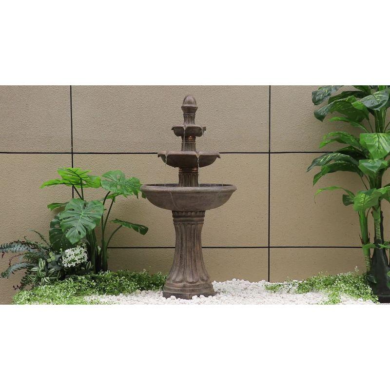 John Timberland Farron Rustic 3 Tier Basin Outdoor Floor Water Fountain with LED Light 46" for Yard Garden Patio Home Deck Porch Exterior Balcony Roof