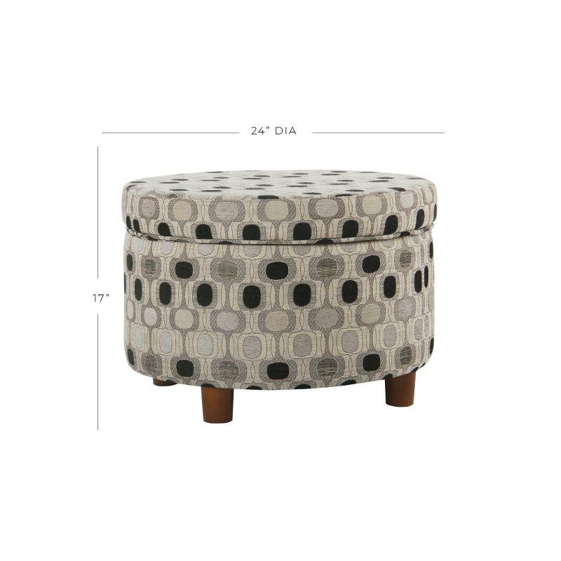 24" Black and Gray Geometric Round Storage Ottoman