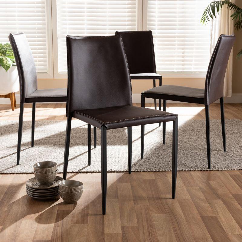 Pascha Brown Faux Leather Upholstered Dining Chairs, Set of 4