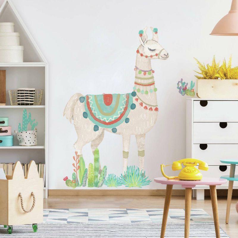 Watercolor Llama Peel and Stick Giant Wall Decal