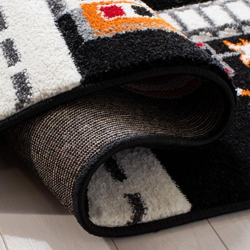 Carousel Kids  CRK192 Loomed Indoor Area Rug - Black/Ivory - 5'3"x5'3" - Safavieh